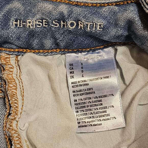 American Eagle Jean Y2K Mirco Shorts 360 Super Stretch Hi-Rise Shortie Size 0 - Picture 4 of 4